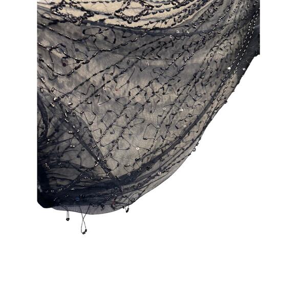 Adrianna Papell 40398 Bishop Sleeve Beaded Bodice Dress, Navy, 16, MOB, Preowned - Picture 10 of 14